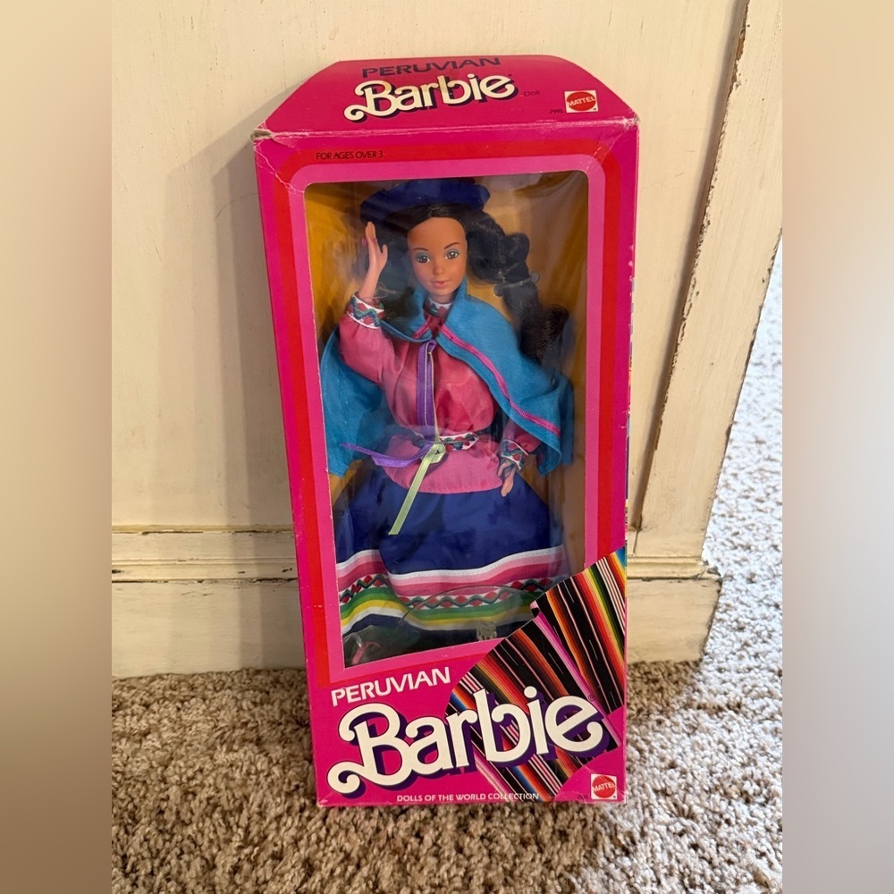 NIB new NRFB Peruvian Barbie dolls of the world pink box 1985 Peru dark hair
